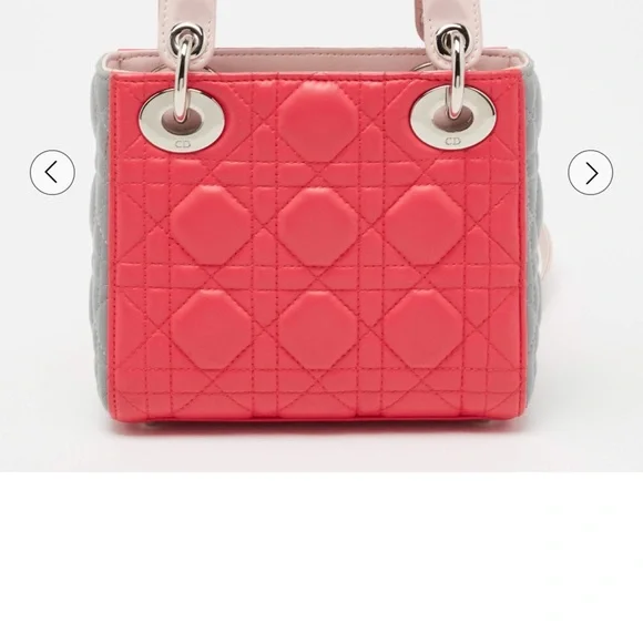 Dior Pink and Gray Mini Quilted Bag with silver Hardware - Picture 6 of 17